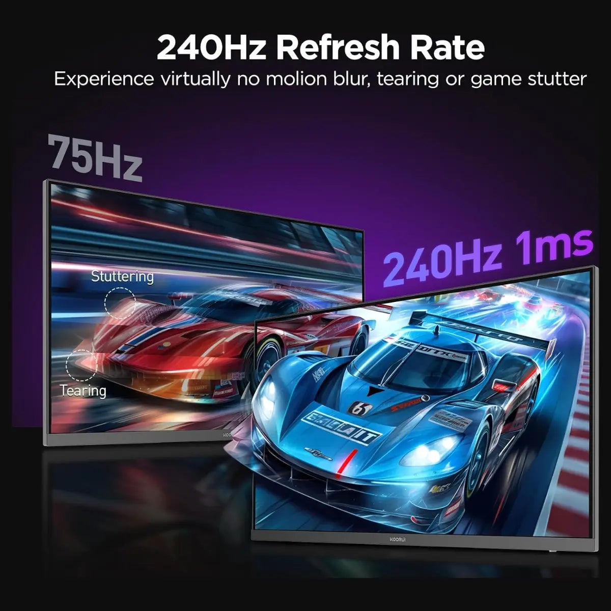 KOORUI G2711X 27 Inch Gaming Monitor, IPS, Full HD 1080P, 240Hz, 1ms, HDR 400, Adaptive Sync, 99% SRGB