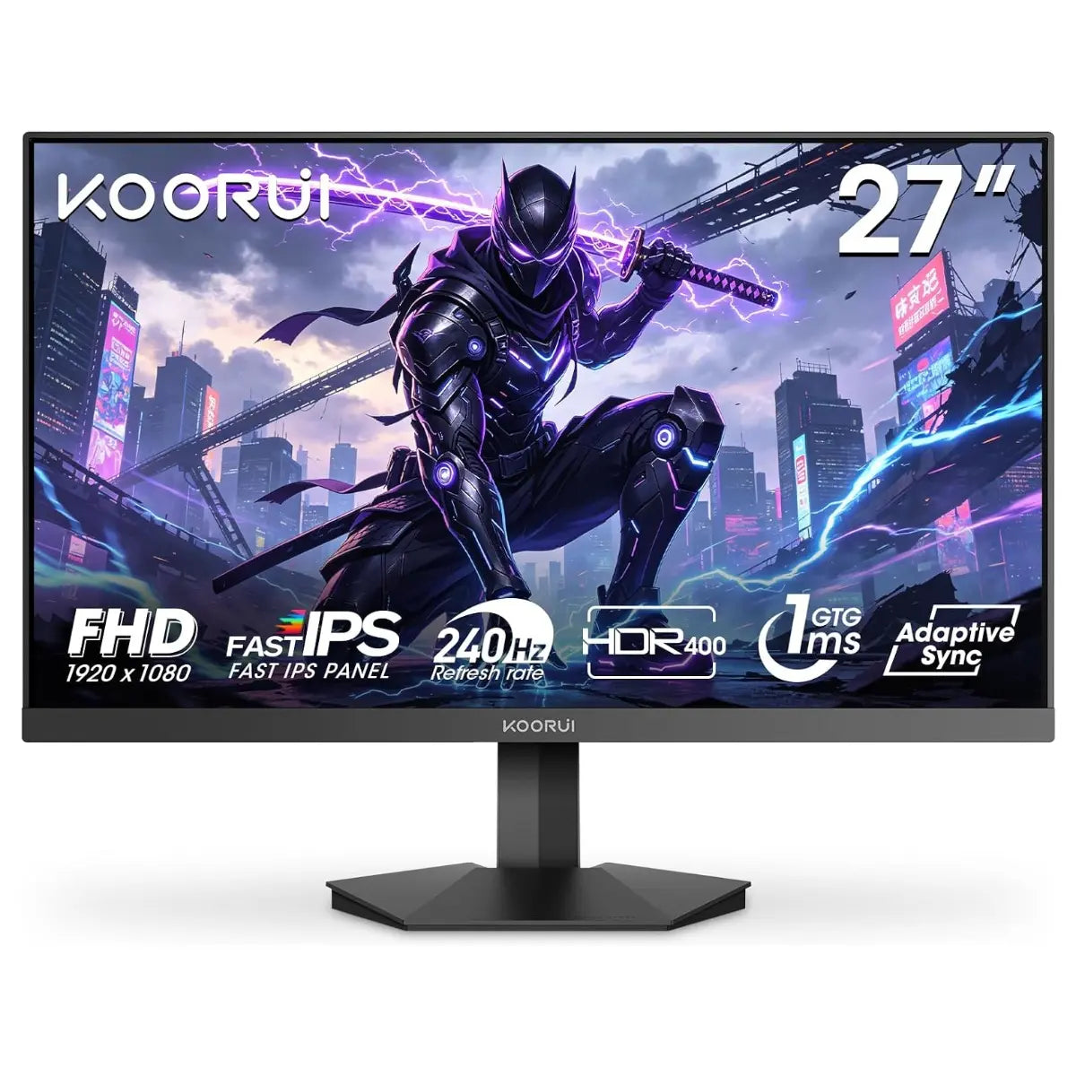 KOORUI G2711X 27 Inch Gaming Monitor, IPS, Full HD 1080P, 240Hz, 1ms, HDR 400, Adaptive Sync, 99% SRGB
