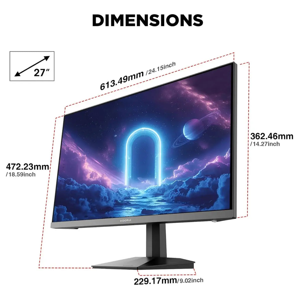 KOORUI G2711X 27 Inch Gaming Monitor, IPS, Full HD 1080P, 240Hz, 1ms, HDR 400, Adaptive Sync, 99% SRGB