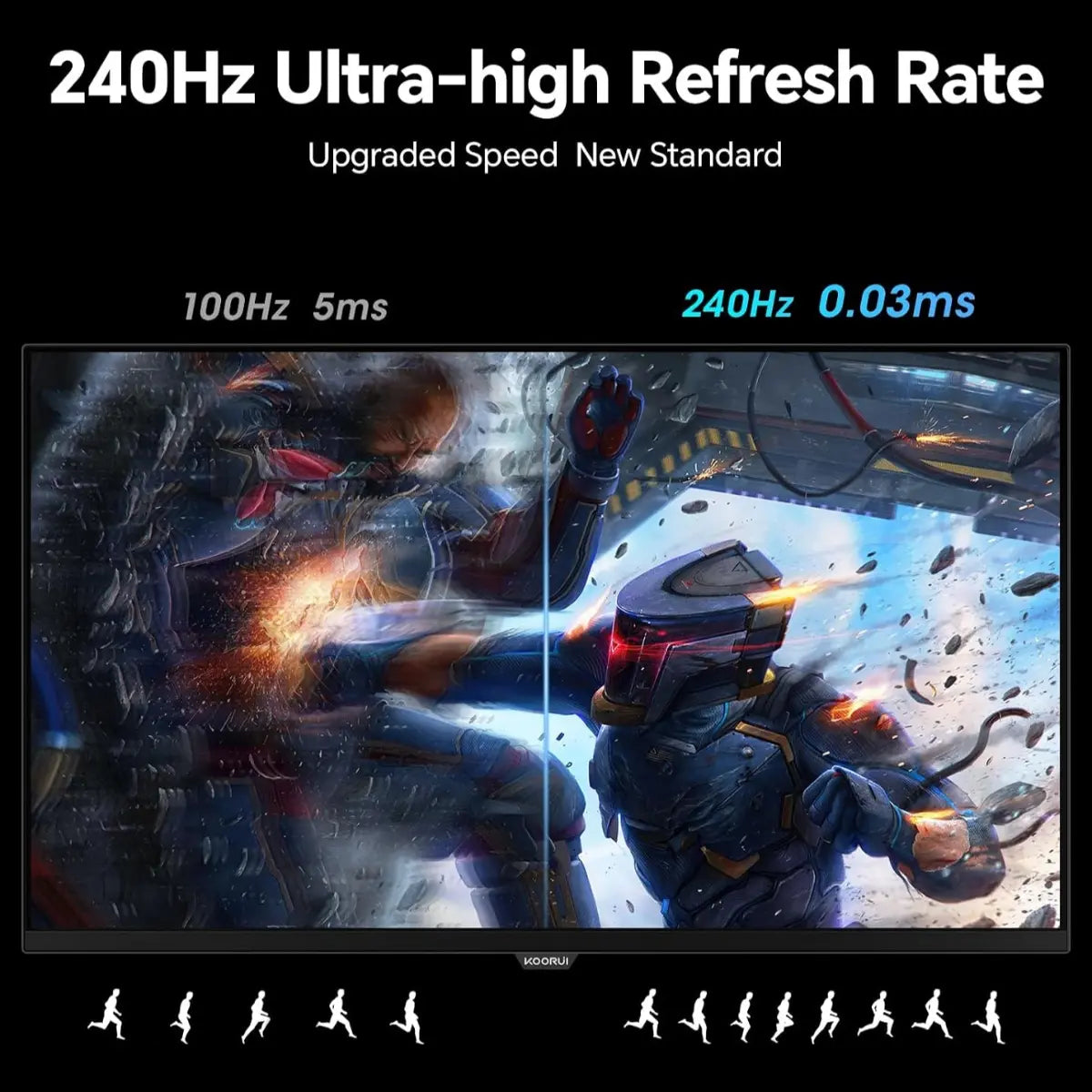 KOORUI S2721XO 27 Inch Gaming Monitor, 240Hz QD-OLED QHD 1440P, 0.03ms, HDR 400, Adaptive Sync, VESA Mountable, HDMI and DP