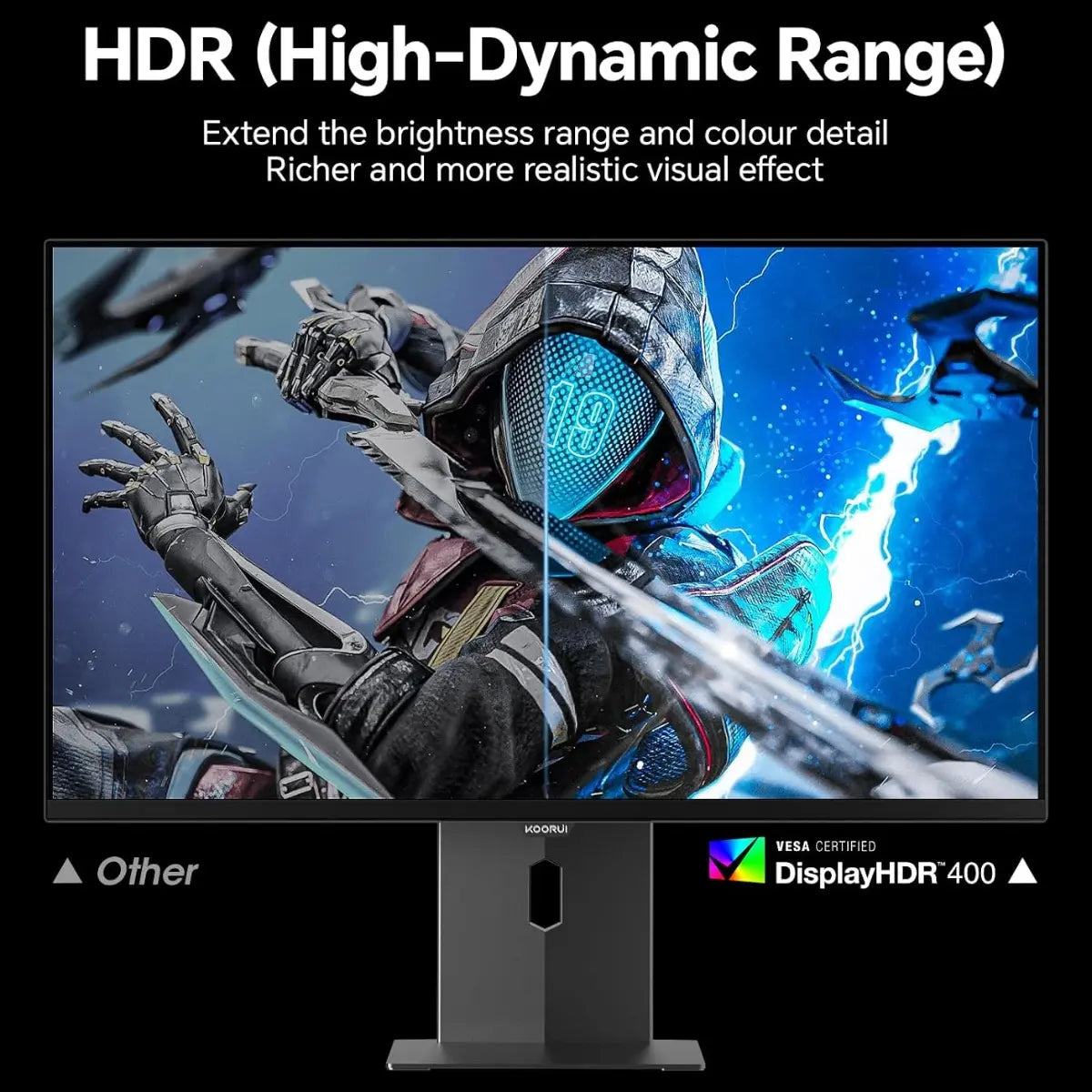 KOORUI S2721XO 27 Inch Gaming Monitor, 240Hz QD-OLED QHD 1440P, 0.03ms, HDR 400, Adaptive Sync, VESA Mountable, HDMI and DP