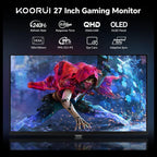 KOORUI S2721XO 27 Inch Gaming Monitor, 240Hz QD-OLED QHD 1440P, 0.03ms, HDR 400, Adaptive Sync, VESA Mountable, HDMI and DP