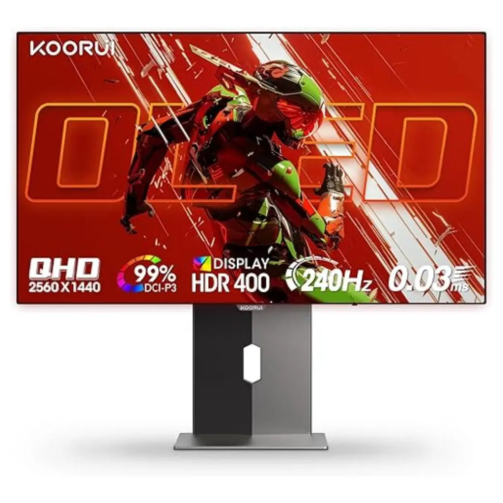KOORUI S2721XO 27 Inch Gaming Monitor, 240Hz QD-OLED QHD 1440P, 0.03ms, HDR 400, Adaptive Sync, VESA Mountable, HDMI and DP