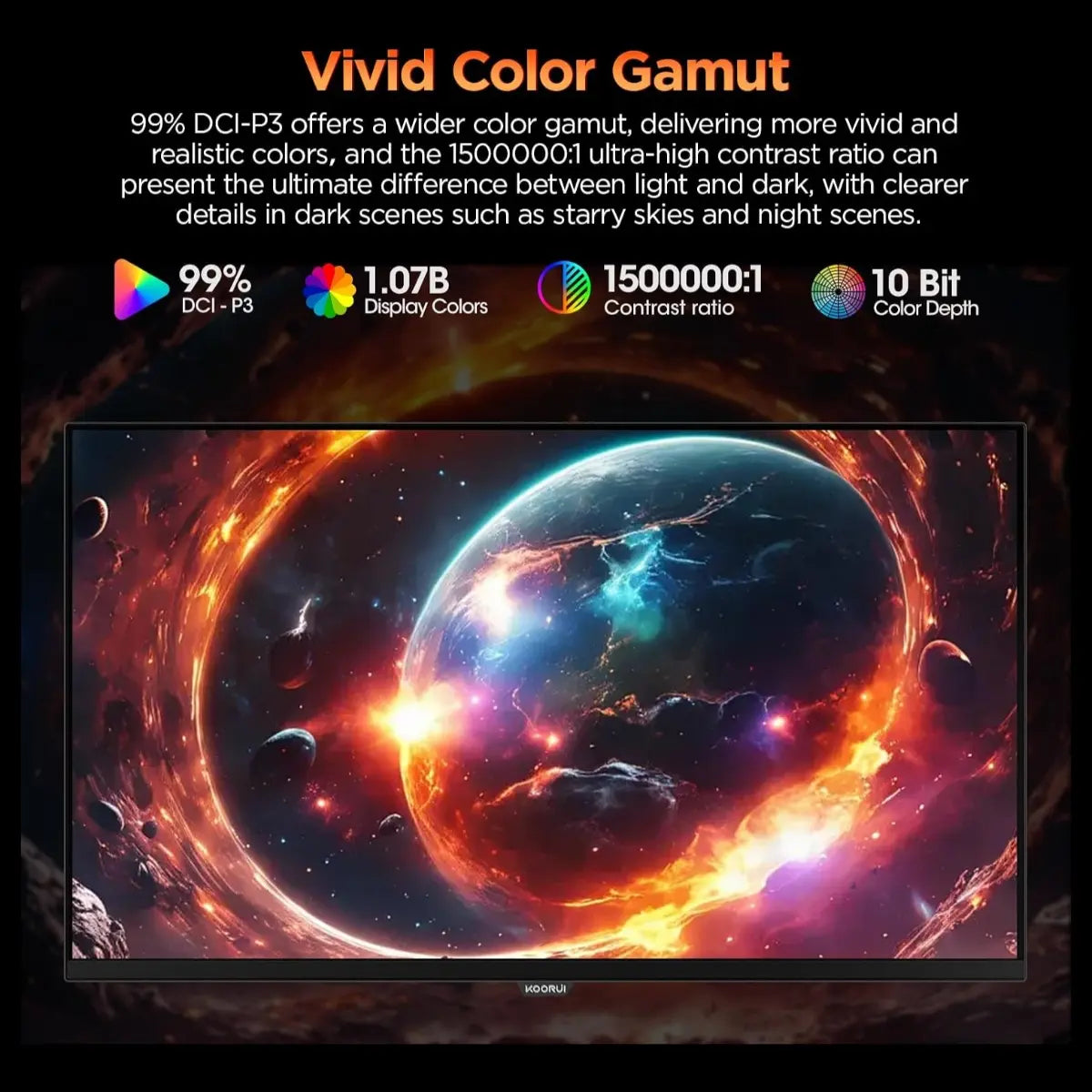 KOORUI S3241XO 32 Inch 4K OLED Gaming Monitor, UHD 240Hz 0.03ms, HDR True Black 400, Adaptive Sync, 99% DCI-P3, HDMI 2.1 And DP 1.4, USB Type-C