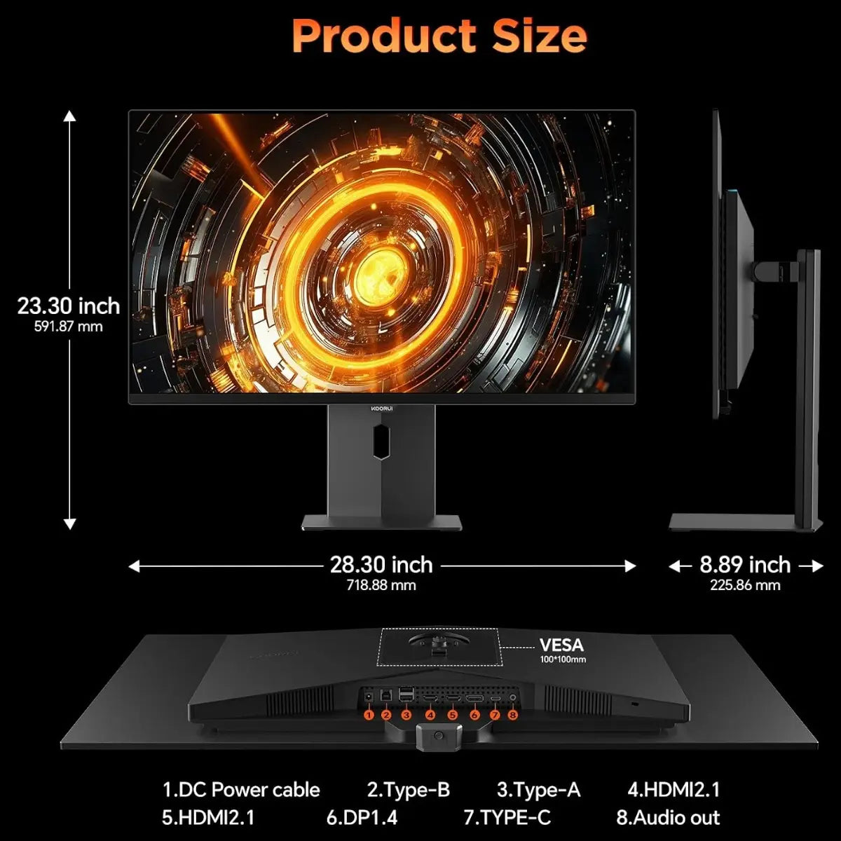 KOORUI S3241XO 32 Inch 4K OLED Gaming Monitor, UHD 240Hz 0.03ms, HDR True Black 400, Adaptive Sync, 99% DCI-P3, HDMI 2.1 And DP 1.4, USB Type-C