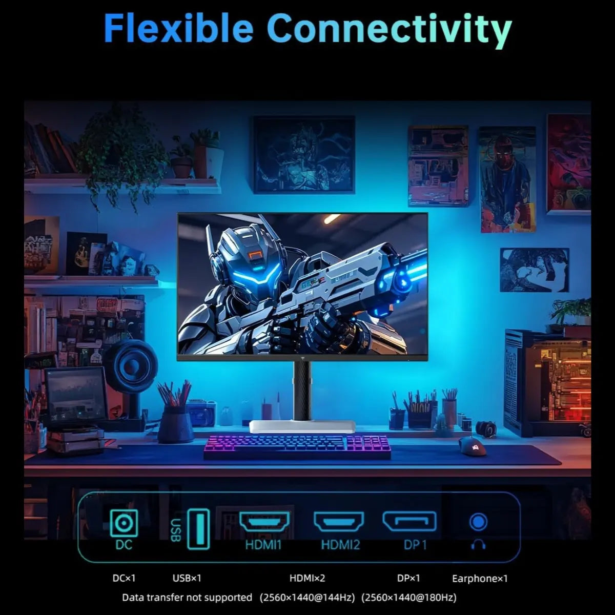 KTC M27T6 27 Inch QHD Mini LED Gaming Monitor, 2560x1440, 180Hz, 1ms, VESA DisplayHDR 1400, 148% sRGB, Fast IPS, FreeSync and G-Sync Compatible, DP1.4, 2x HDMI2.0, USB, VESA, White