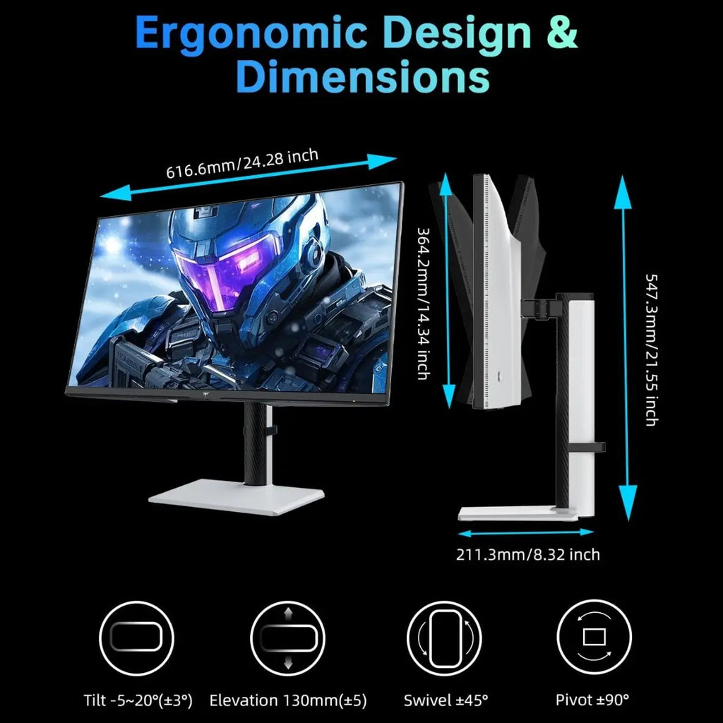 KTC M27T6 27 Inch QHD Mini LED Gaming Monitor, 2560x1440, 180Hz, 1ms, VESA DisplayHDR 1400, 148% sRGB, Fast IPS, FreeSync and G-Sync Compatible, DP1.4, 2x HDMI2.0, USB, VESA, White
