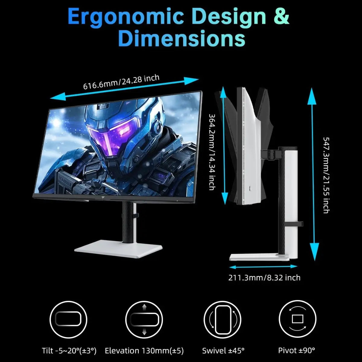 KTC M27T6 27 Inch QHD Mini LED Gaming Monitor, 2560x1440, 180Hz, 1ms, VESA DisplayHDR 1400, 148% sRGB, Fast IPS, FreeSync and G-Sync Compatible, DP1.4, 2x HDMI2.0, USB, VESA, White