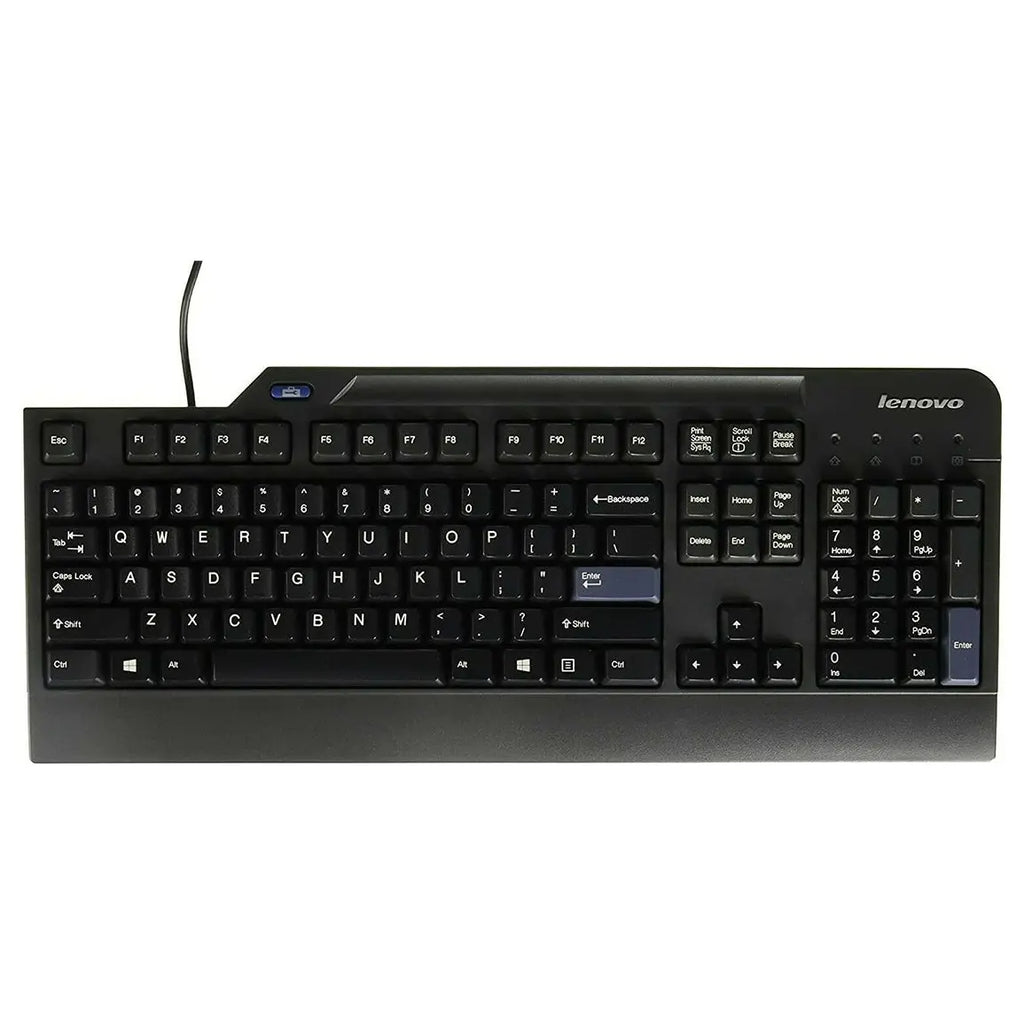 Lenovo USB Smartcard Keyboard KUS0866, 104-Key Full-Size QWERTZ Layout, Integrated Smart Card Reader ISO 7816 T=0 T=1, USB Connector, Business Black