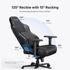 AndaSeat Phantom 4 Pro Office Gaming Chair, Dynamic Auto-Tracking Lumbar Support, High Back, 90-135 Degree Recline, Magnetic Head Pillow, 3D 360 Degree Rotating Armrests, Black Fabric