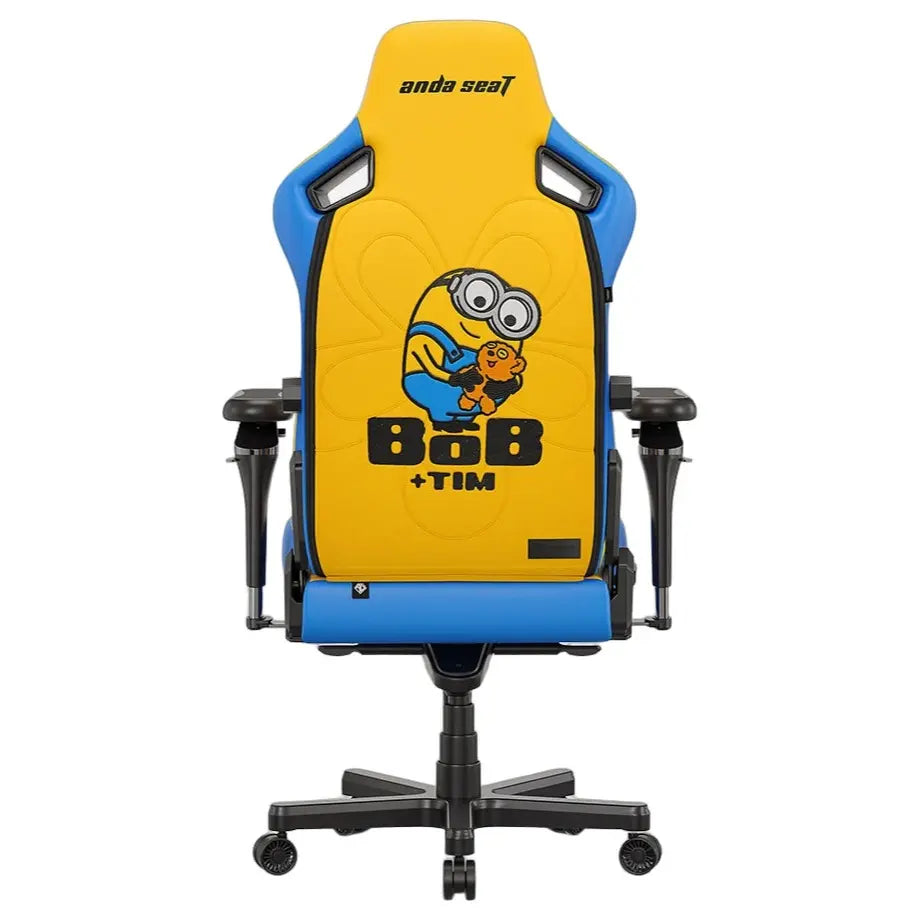 AndaSeat Kaiser 4 XL Minions Bob Gaming Chair, Premium PVC Leather, 6D Armrest, 24 Degree Pop-Out Lumbar With Any-Angle Lock, Magnetic Memory-Foam Head Pillow With Cooling Layer, Bob Besties, AD12YDDC-XLL-41-YS-PV