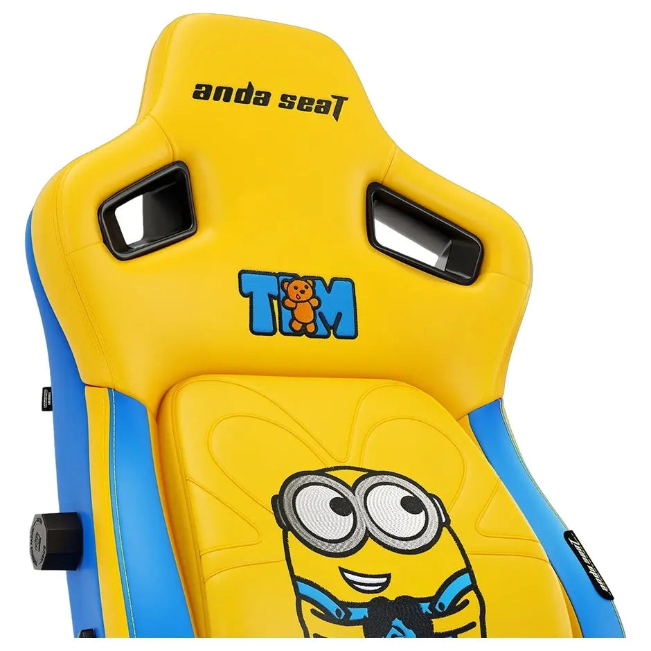 AndaSeat Kaiser 4 XL Minions Bob Gaming Chair, Premium PVC Leather, 6D Armrest, 24 Degree Pop-Out Lumbar With Any-Angle Lock, Magnetic Memory-Foam Head Pillow With Cooling Layer, Bob Besties, AD12YDDC-XLL-41-YS-PV