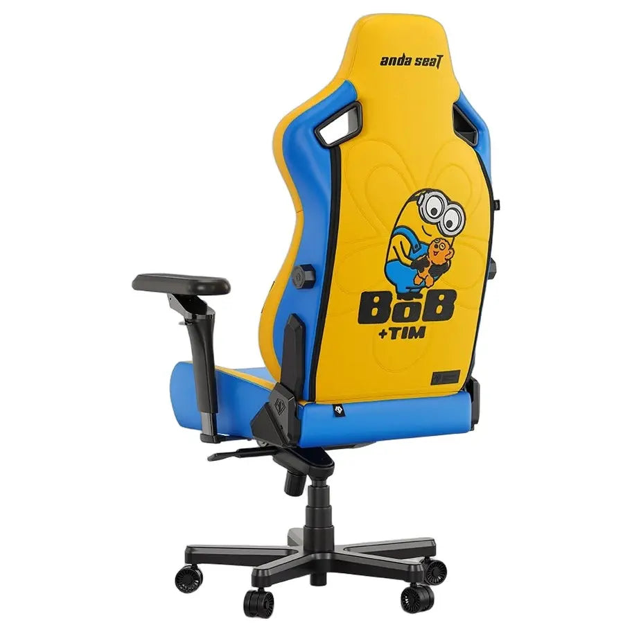 AndaSeat Kaiser 4 XL Minions Bob Gaming Chair, Premium PVC Leather, 6D Armrest, 24 Degree Pop-Out Lumbar With Any-Angle Lock, Magnetic Memory-Foam Head Pillow With Cooling Layer, Bob Besties, AD12YDDC-XLL-41-YS-PV