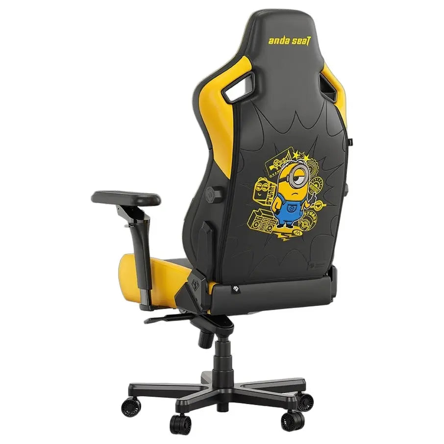 AndaSeat Kaiser 4 XL Minions Stuart Premium PVC Leather Gaming Chair, 6D Armrest, 24 Degree Pop-Out Lumbar With Any-Angle Lock, Magnetic Memory-Foam Head Pillow With Cooling Layer, Stuart Banana, AD12YDDC-XLL-40-YB-PV