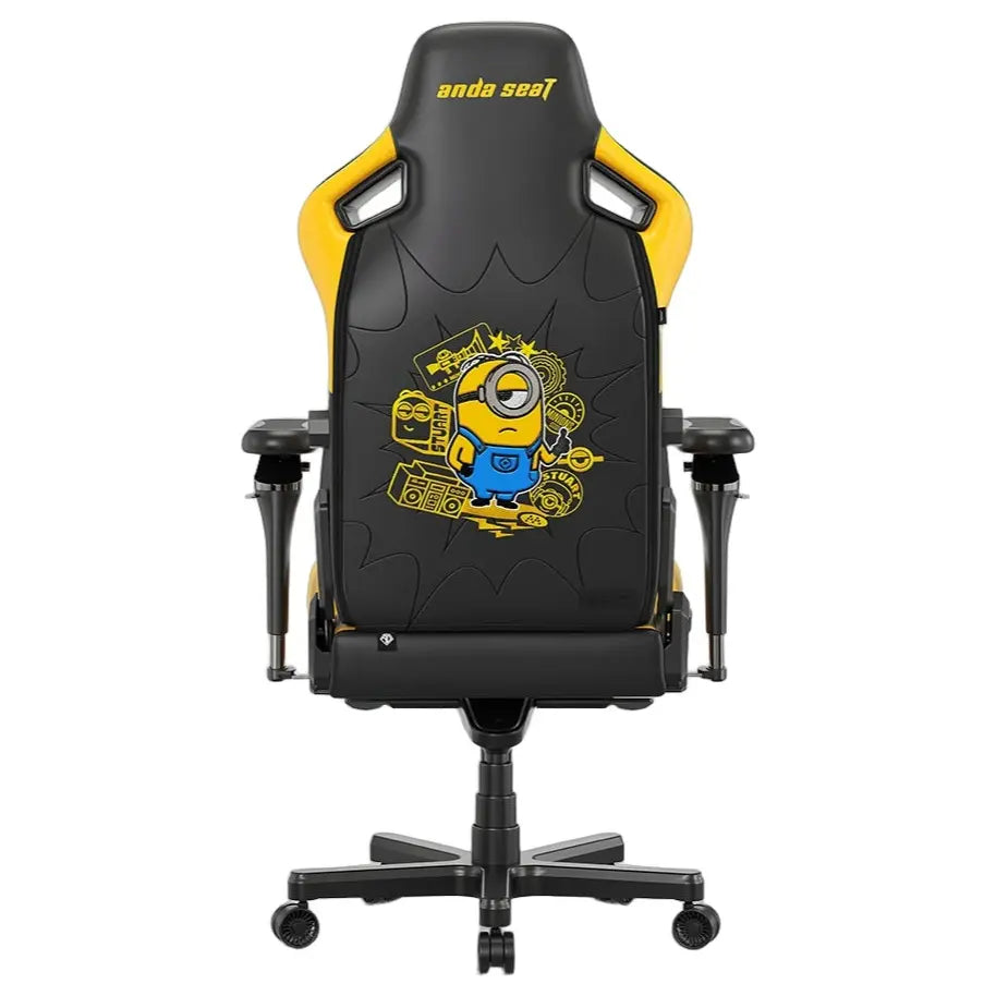AndaSeat Kaiser 4 XL Minions Stuart Premium PVC Leather Gaming Chair, 6D Armrest, 24 Degree Pop-Out Lumbar With Any-Angle Lock, Magnetic Memory-Foam Head Pillow With Cooling Layer, Stuart Banana, AD12YDDC-XLL-40-YB-PV