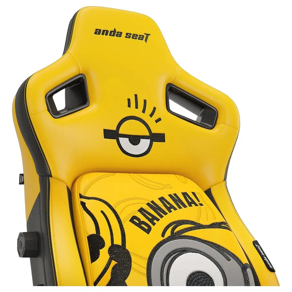 AndaSeat Kaiser 4 XL Minions Stuart Premium PVC Leather Gaming Chair, 6D Armrest, 24 Degree Pop-Out Lumbar With Any-Angle Lock, Magnetic Memory-Foam Head Pillow With Cooling Layer, Stuart Banana, AD12YDDC-XLL-40-YB-PV