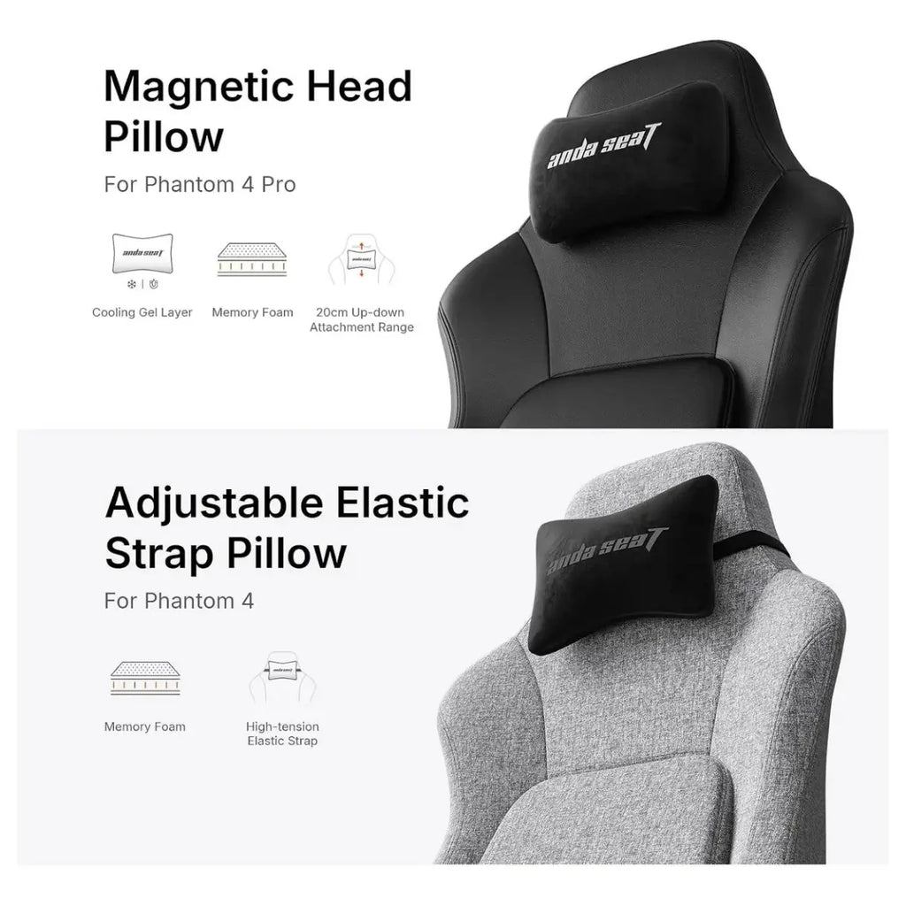 Anda Seat Phantom 4 Pro Office Gaming Chair, Ergonomic Dynamic Lumbar Support, High Back Reclining 90-135 Degrees, Magnetic Head Pillow, 3D 360 Degree Rotating Armrests, Height Adjustable, Black PVC, AD18YSDC-72-BD-PV-B02