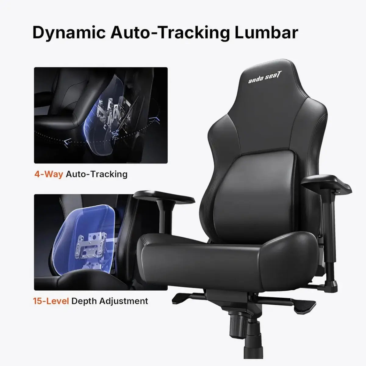 Anda Seat Phantom 4 Pro Office Gaming Chair, Ergonomic Dynamic Lumbar Support, High Back Reclining 90-135 Degrees, Magnetic Head Pillow, 3D 360 Degree Rotating Armrests, Height Adjustable, Black PVC, AD18YSDC-72-BD-PV-B02