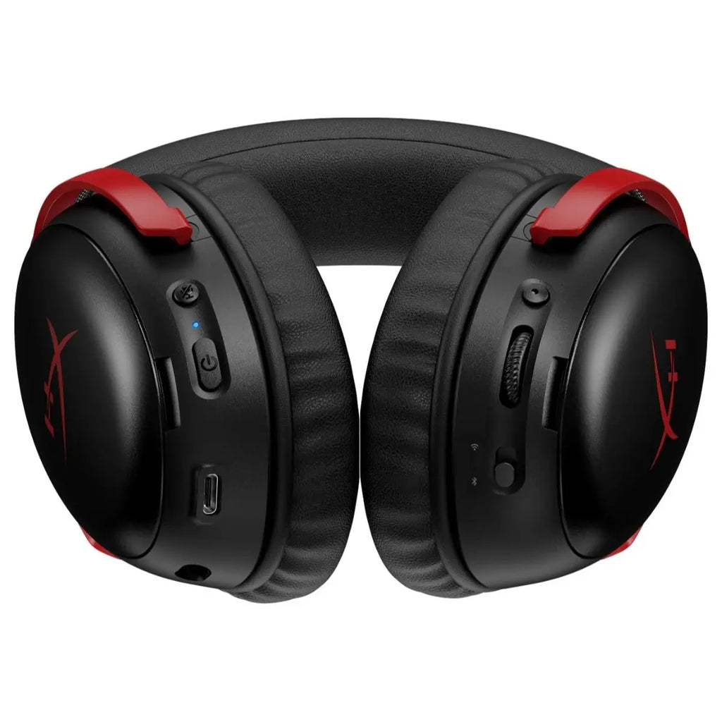 HyperX Cloud III S Wireless Gaming Headset, Up to 120 Hours 2.4GHz and Up to 200 Hours Bluetooth, 53mm Drivers, Detachable 10mm Boom Mic, DTS Headphone:X Spatial Audio, Black-Red, A59Z0AA