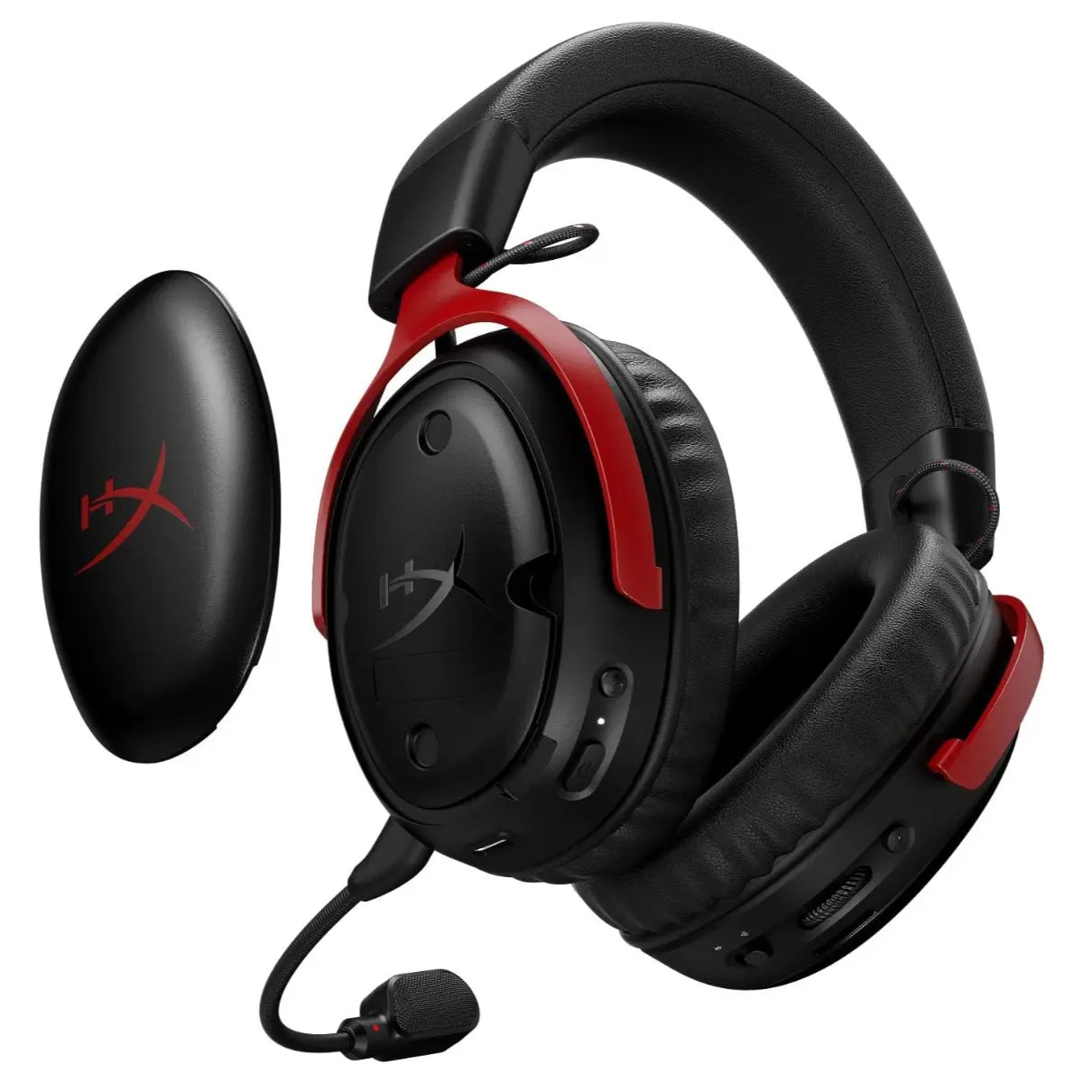 HyperX Cloud III S Wireless Gaming Headset, Up to 120 Hours 2.4GHz and Up to 200 Hours Bluetooth, 53mm Drivers, Detachable 10mm Boom Mic, DTS Headphone:X Spatial Audio, Black-Red, A59Z0AA