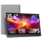 KOORUI E1512A 15.6 Inch FHD Portable Monitor, IPS 1920x1080 60Hz, HDMI 1.4 and 2x USB-C, FreeSync and HDR