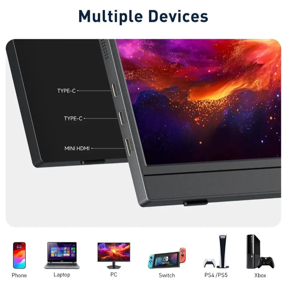 KOORUI E1512A 15.6 Inch FHD Portable Monitor, IPS 1920x1080 60Hz, HDMI 1.4 and 2x USB-C, FreeSync and HDR