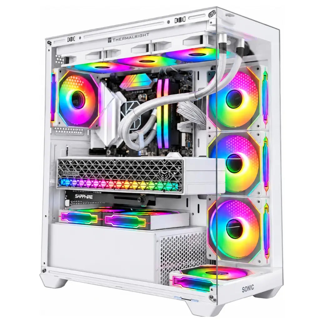 Sonic EL2 ATX Gaming Case, 4 ARGB Fans Included, ATX Micro-ATX Mini-ITX Support, White