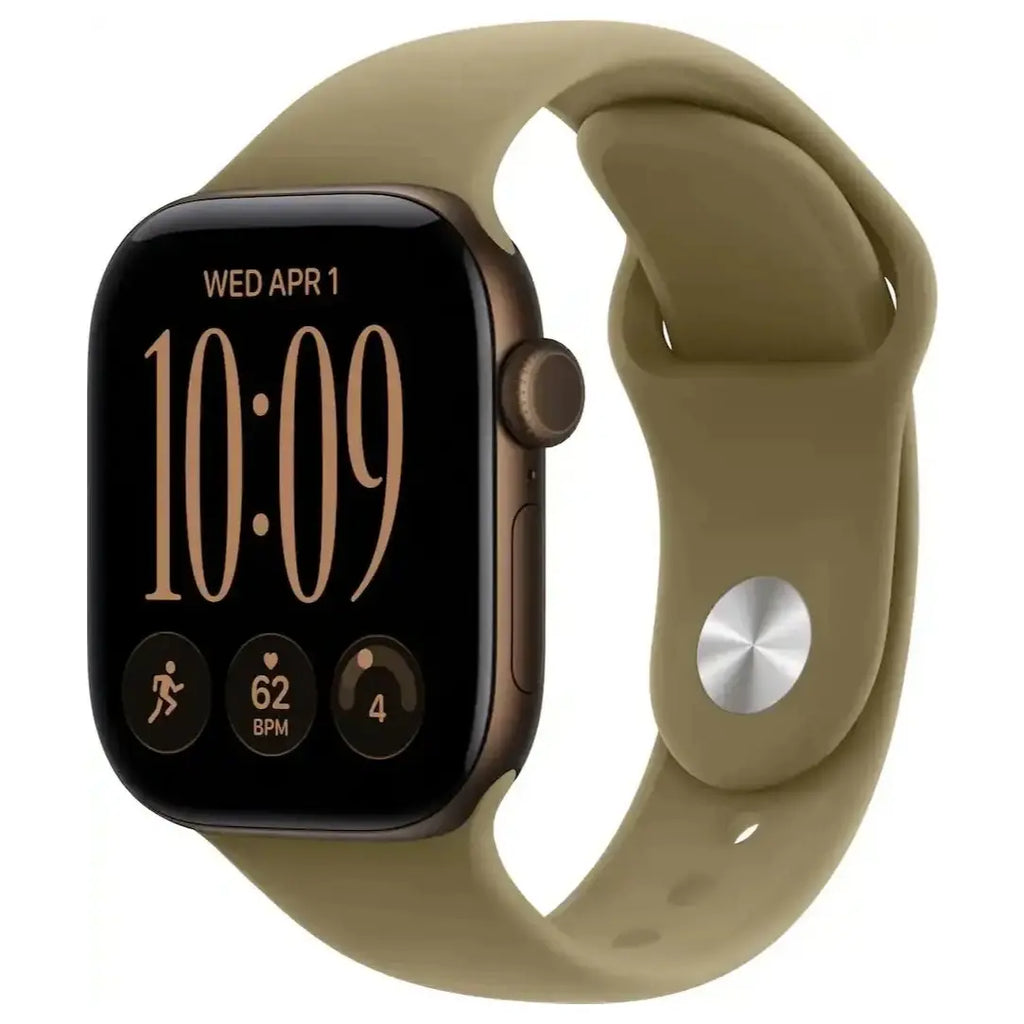 Apple Apple Watch Series 12 (GPS) 42mm, 64GB Storage, Water and Dust Resistant, Sand Sport Band, Dark Bronze Light Gold Black Space Gray