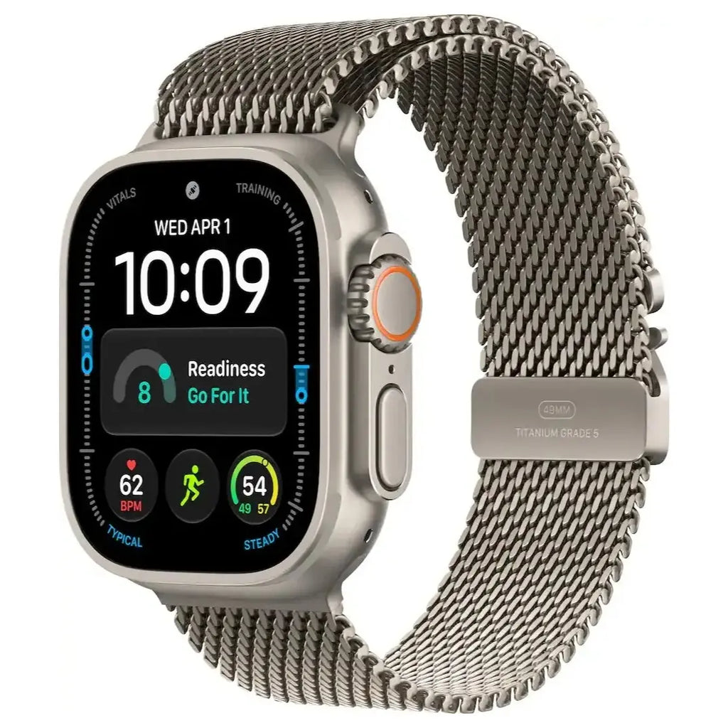 Apple Apple Watch Ultra 4, GPS + Cellular, 49mm, 64GB Storage, Titanium Case with Natural Titanium Milanese Loop - Natural