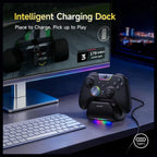 EasySMX X05Pro Wireless PC Gaming Controller with Smart Charging Dock, Hall Effect Joysticks, 1000Hz Polling, Dual-Stage Linear Triggers, PC Android iOS Switch Compatible, Black