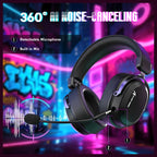 ATTACK SHARK L30 PRO Wireless Gaming Headset, 7.1 Surround Sound, 50mm Drivers, 20ms Low Latency, Tri-Mode 2.4GHz Bluetooth and 3.5mm AUX, Black