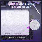 ATTACK SHARK CM05 Tempered Glass Gaming Mouse Pad, Ultra-Smooth Surface, 9H Tempered Glass, Low Surface Friction, Non-Slip PU Leather Bottom, 450x400mm or 410x310x5mm, White Contours