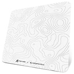 ATTACK SHARK CM05 Tempered Glass Gaming Mouse Pad, Ultra-Smooth Surface, 9H Tempered Glass, Low Surface Friction, Non-Slip PU Leather Bottom, 450x400mm or 410x310x5mm, White Contours