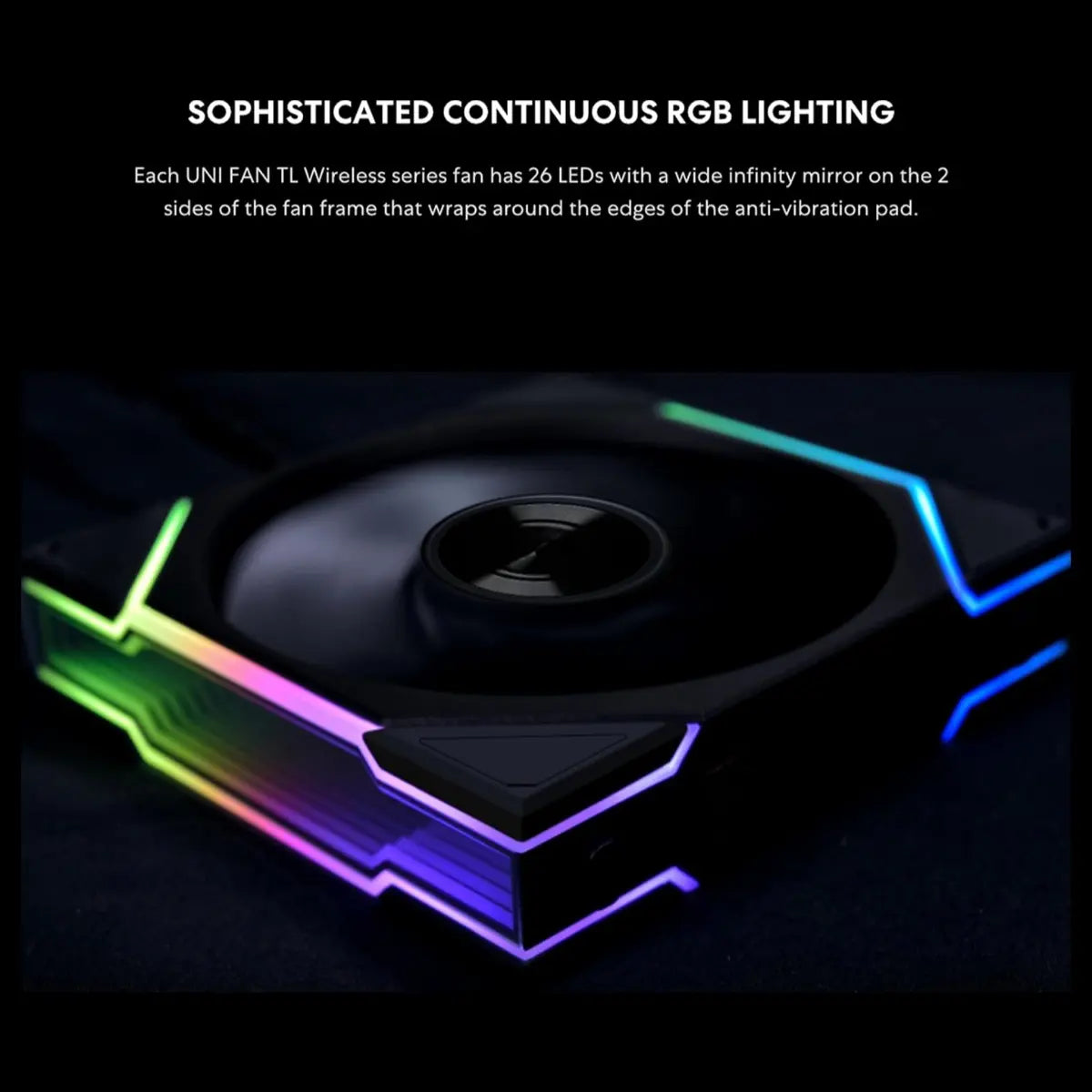 Lian Li UNI Fan TL Wireless 120 Triple Pack, 2.4GHz Wireless Control, ARGB Fan, Infinity Mirror, Daisy-Chain Design, Controller Included and Required, White 12TL1W3W