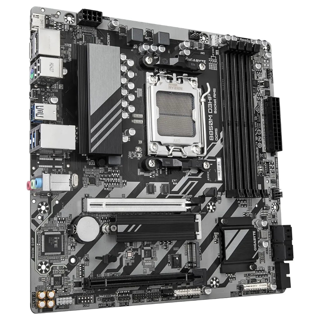 GIGABYTE B850M D3HP Motherboard, AMD Ryzen 9000 Series CPUs, 5+2+2 Phases Digital VRM, Up to 8200MHz DDR5 OC, PCIe 5.0 x16, 1xPCIe 5.0 and 1xPCIe 4.0 M.2, Socket AM5
