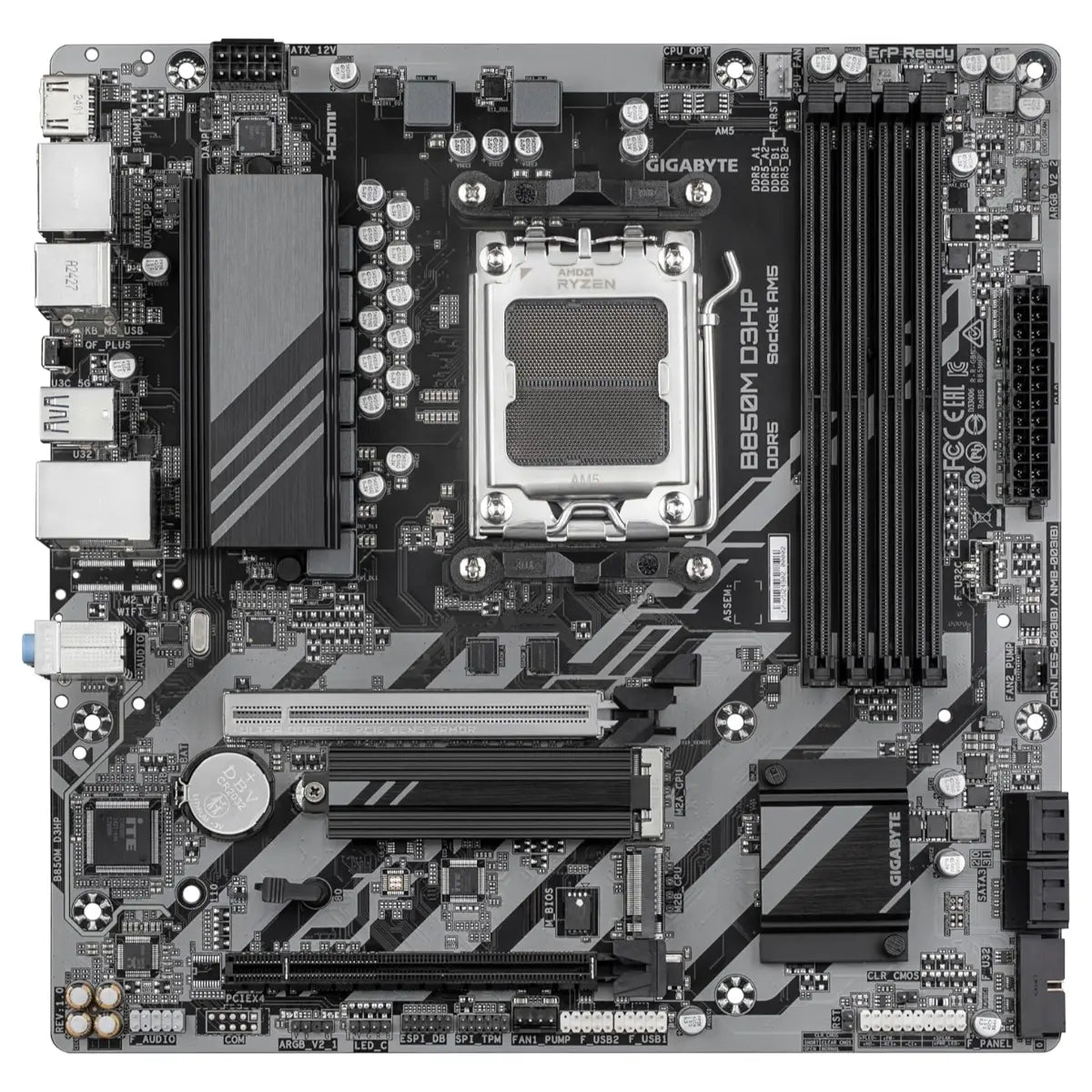 GIGABYTE B850M D3HP Motherboard, AMD Ryzen 9000 Series CPUs, 5+2+2 Phases Digital VRM, Up to 8200MHz DDR5 OC, PCIe 5.0 x16, 1xPCIe 5.0 and 1xPCIe 4.0 M.2, Socket AM5