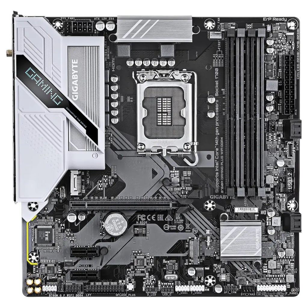 GIGABYTE B760M Gaming Plus WiFi DDR4 Motherboard, LGA 1700, Intel B760, M-ATX, 2x M.2 PCIe 4.0, Front USB 3.2 Gen 1 Type-C, 6GbE LAN, Q-Flash Plus, EZ-Latch