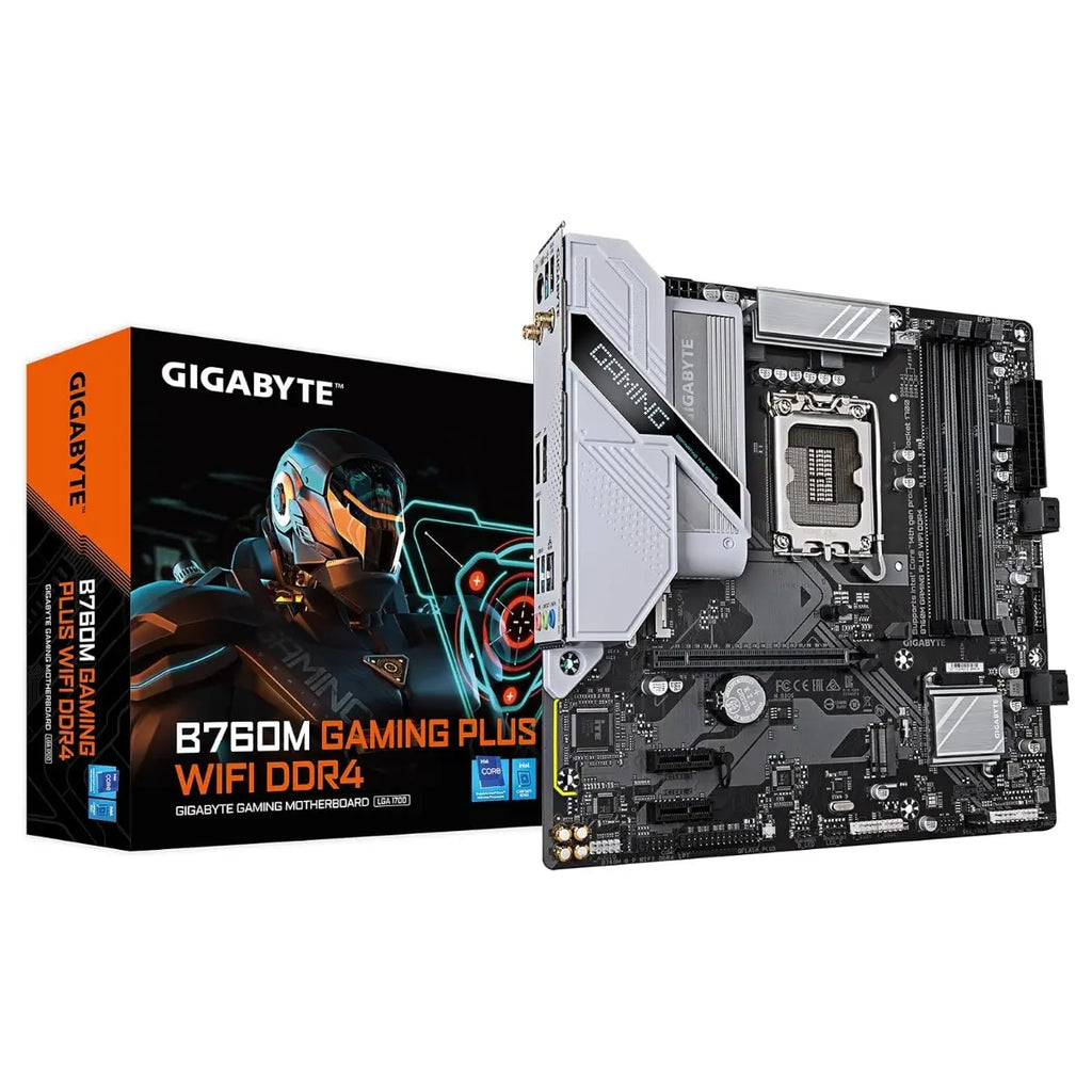GIGABYTE B760M Gaming Plus WiFi DDR4 Motherboard, LGA 1700, Intel B760, M-ATX, 2x M.2 PCIe 4.0, Front USB 3.2 Gen 1 Type-C, 6GbE LAN, Q-Flash Plus, EZ-Latch