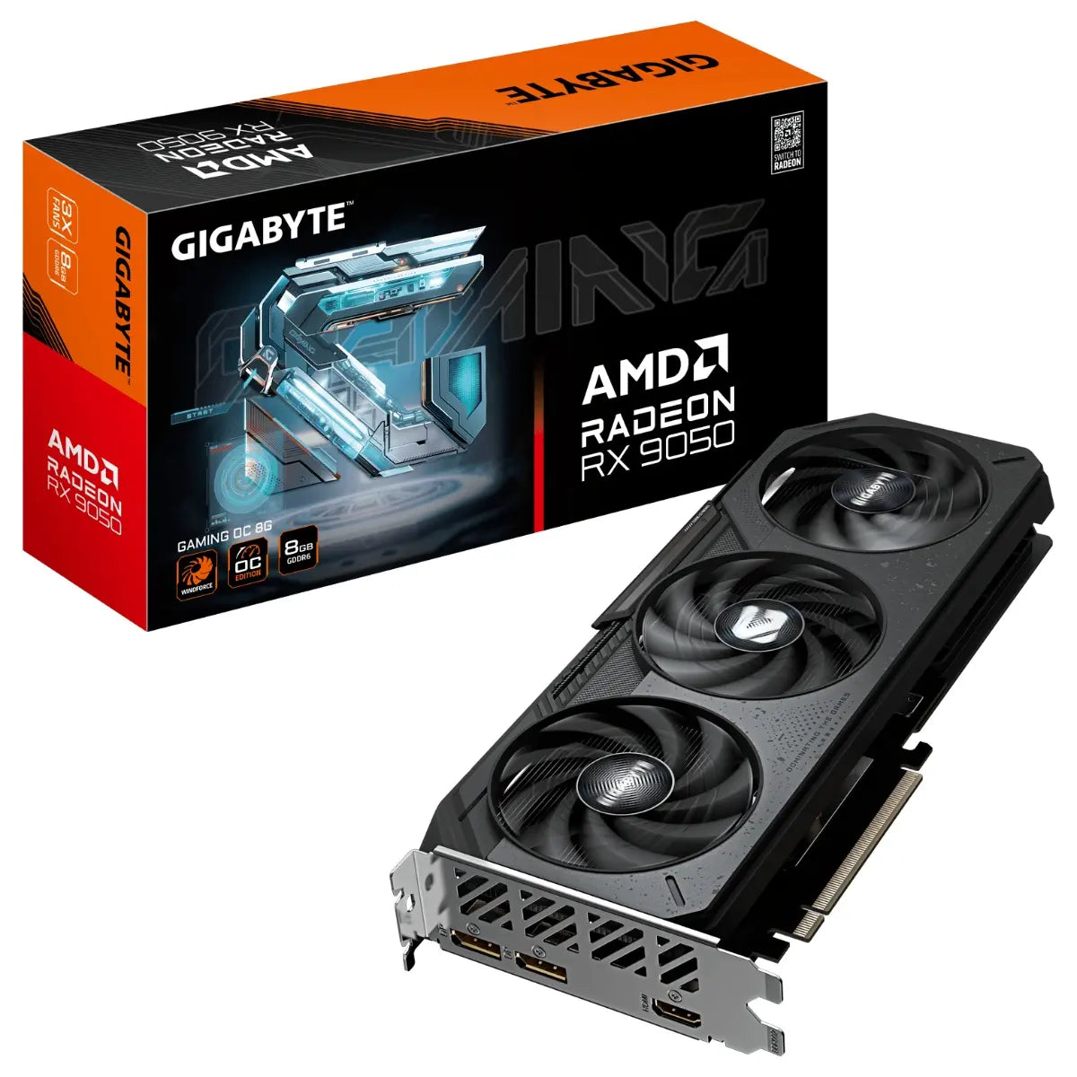 Gigabyte Radeon RX 9050 GAMING OC 8G Video Graphics Card, 8GB GDDR6 128-Bit, Boost Up to 2760MHz, Game Up to 2260MHz, WINDFORCE Cooling, PCI-E 5.0, GV-R9050GAMING OC-8GD