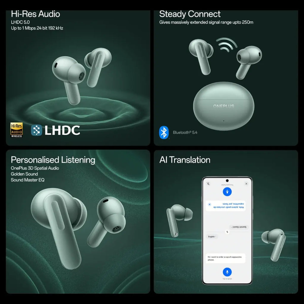 OnePlus Buds 4 TWS Earbuds, up to 55dB Real-Time ANC and Adaptive Mode, Dual Drivers and DACs, 3D Audio, up to 45hrs Playback, Dual-Device Connectivity, 47ms Low Latency, Storm Gray E513A