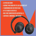 JBL Tune 730BT Wireless Over-Ear Headphones, Bluetooth 6.0, JBL Pure Bass Sound, Up to 76 Hours Battery Life, 2 Beamforming Mics, Multi-Point Connection, Blue, JBLT730BTBLU