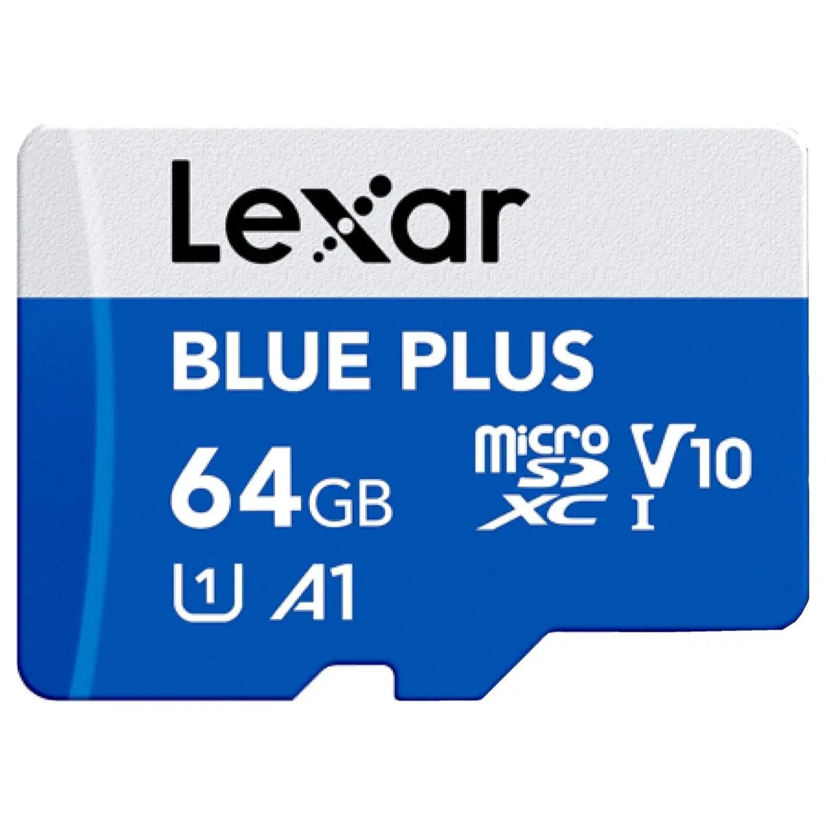 Lexar Blue Plus 64GB MicroSDXC Memory Card, UHS-I Up to 100MB/s Read, C10 A1 U1 V10, with SD Adapter