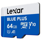 Lexar Blue Plus 64GB MicroSDXC Memory Card, UHS-I Up to 100MB/s Read, C10 A1 U1 V10, with SD Adapter