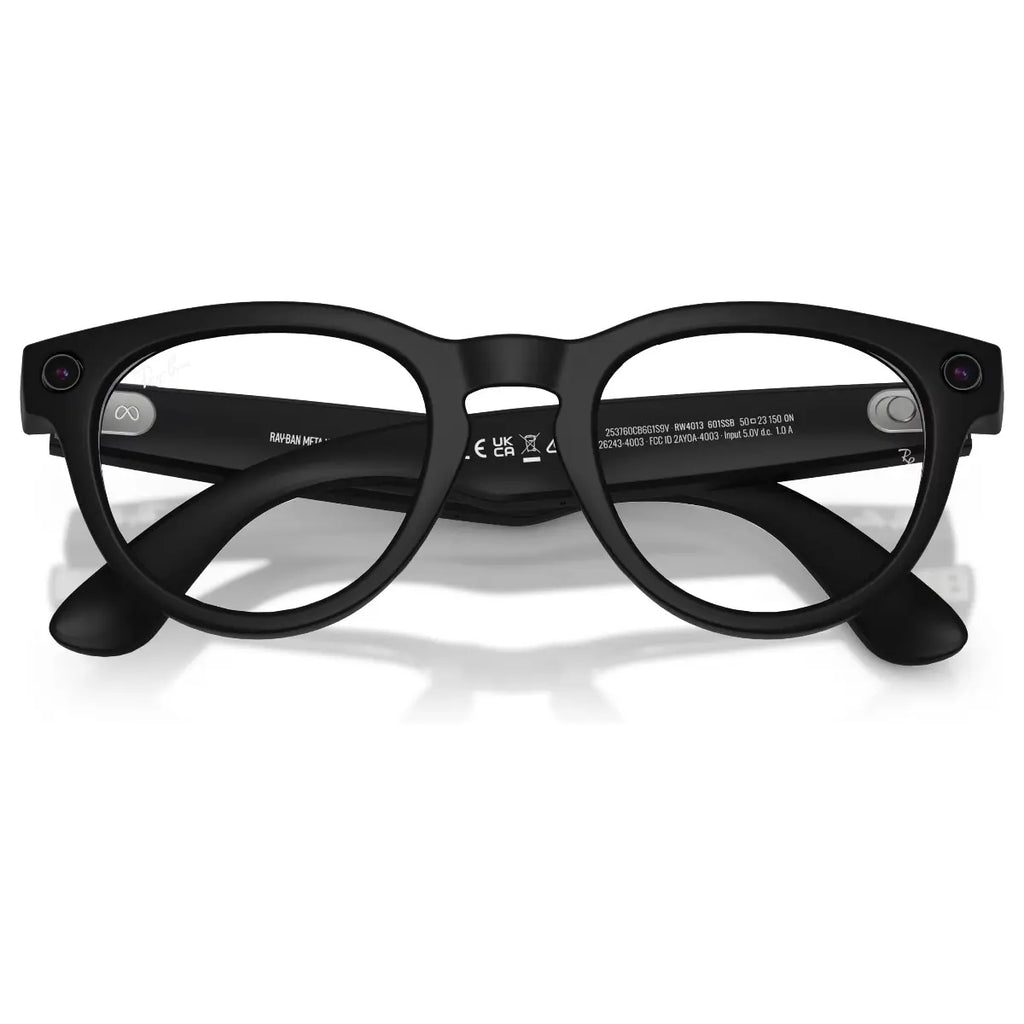 RayBan Meta Headliner Gen 2 Smart Glasses with Meta AI, Low Bridge Fit, 12MP Ultra-Wide Camera, 3K Ultra HD Video, 32GB Flash Storage, Open-Ear Audio, 50 Size, Matte Black