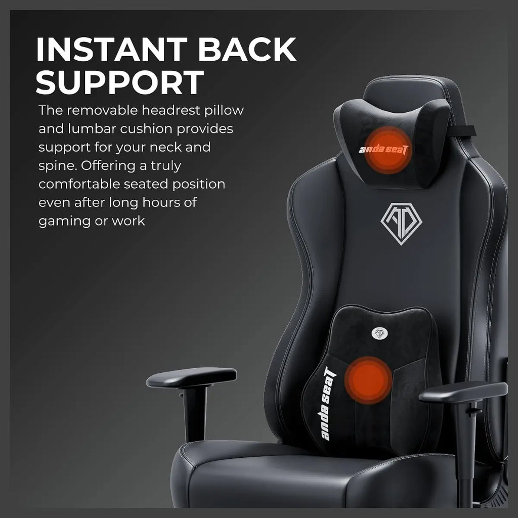 AndaSeat Novis Ultra XL Series Ergonomic Gaming Chair, 5cm Raised Lumbar, Memory Foam Lumbar, Adjustable Armrests, Premium PVC Leather, Elegant Black