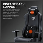 AndaSeat Novis Ultra XL Series Ergonomic Gaming Chair, 5cm Raised Lumbar, Memory Foam Lumbar, Adjustable Armrests, Premium PVC Leather, Elegant Black