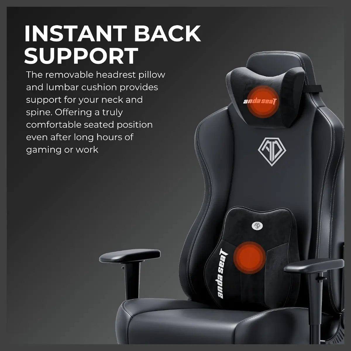 AndaSeat Novis Ultra XL Series Ergonomic Gaming Chair, 5cm Raised Lumbar, Memory Foam Lumbar, Adjustable Armrests, Premium PVC Leather, Elegant Black