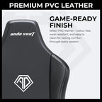 AndaSeat Novis Ultra XL Series Ergonomic Gaming Chair, 5cm Raised Lumbar, Memory Foam Lumbar, Adjustable Armrests, Premium PVC Leather, Elegant Black