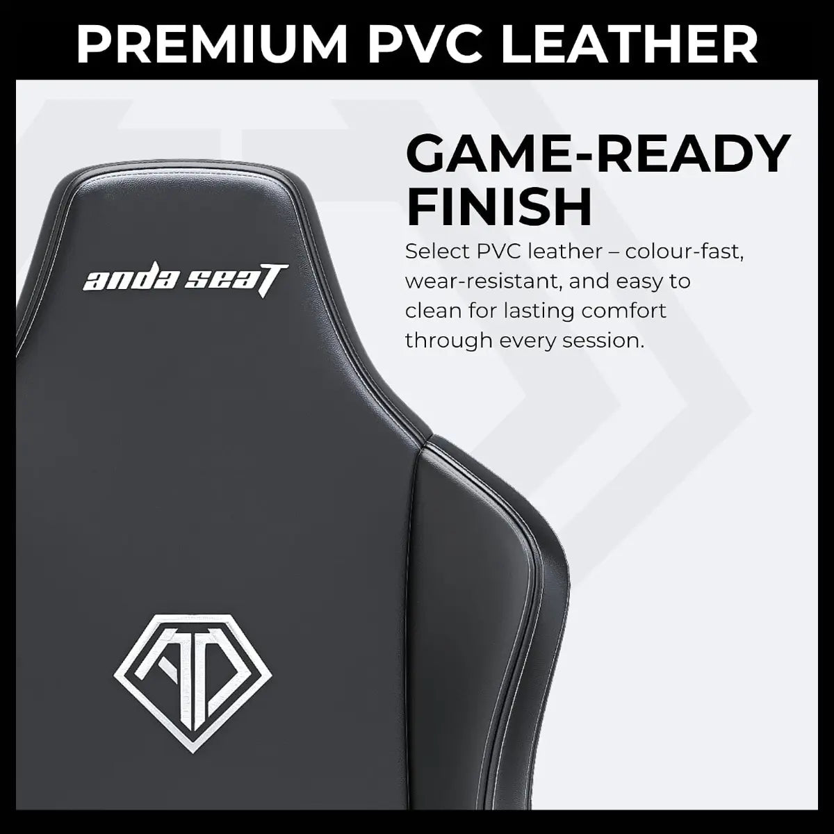 AndaSeat Novis Ultra XL Series Ergonomic Gaming Chair, 5cm Raised Lumbar, Memory Foam Lumbar, Adjustable Armrests, Premium PVC Leather, Elegant Black