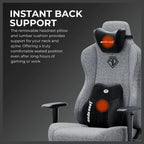 Anda Seat Novis Ultra Gaming Chair, Extra Large, Linen Fabric, 90-155 Degree Recline With 15 Degree Rocking, Grey, AD23-XL-01-G-F-G02